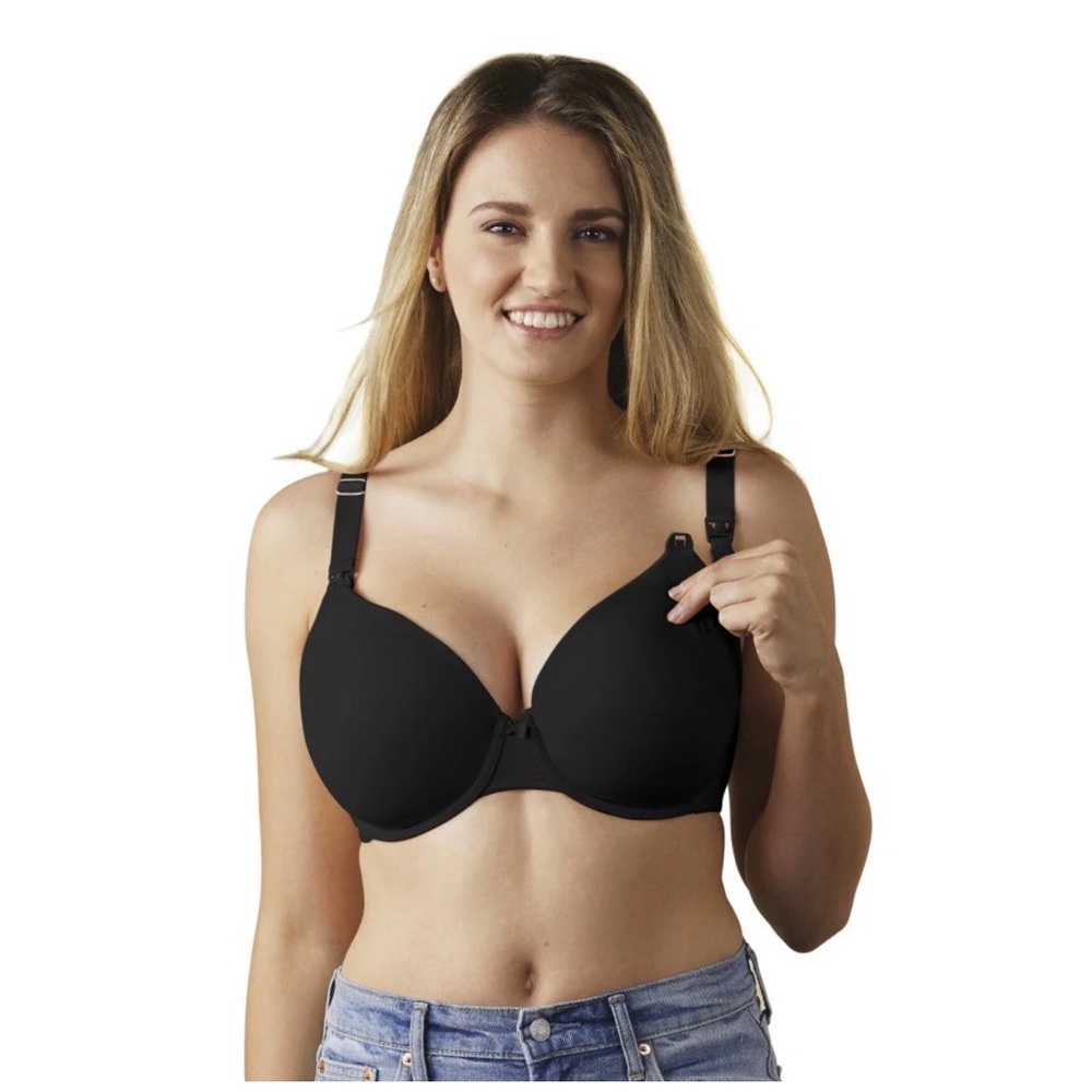 NWT Linaise Black Nursing Maternity Bra with Front-Open Clips 36D